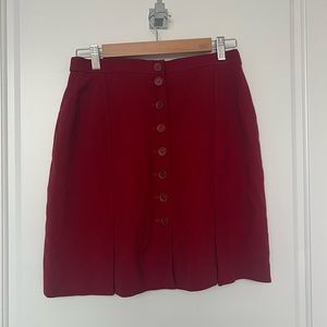 VTG Karl Lagerfeld Red Wool Button-Front Skirt – Size 10 (EU 40)